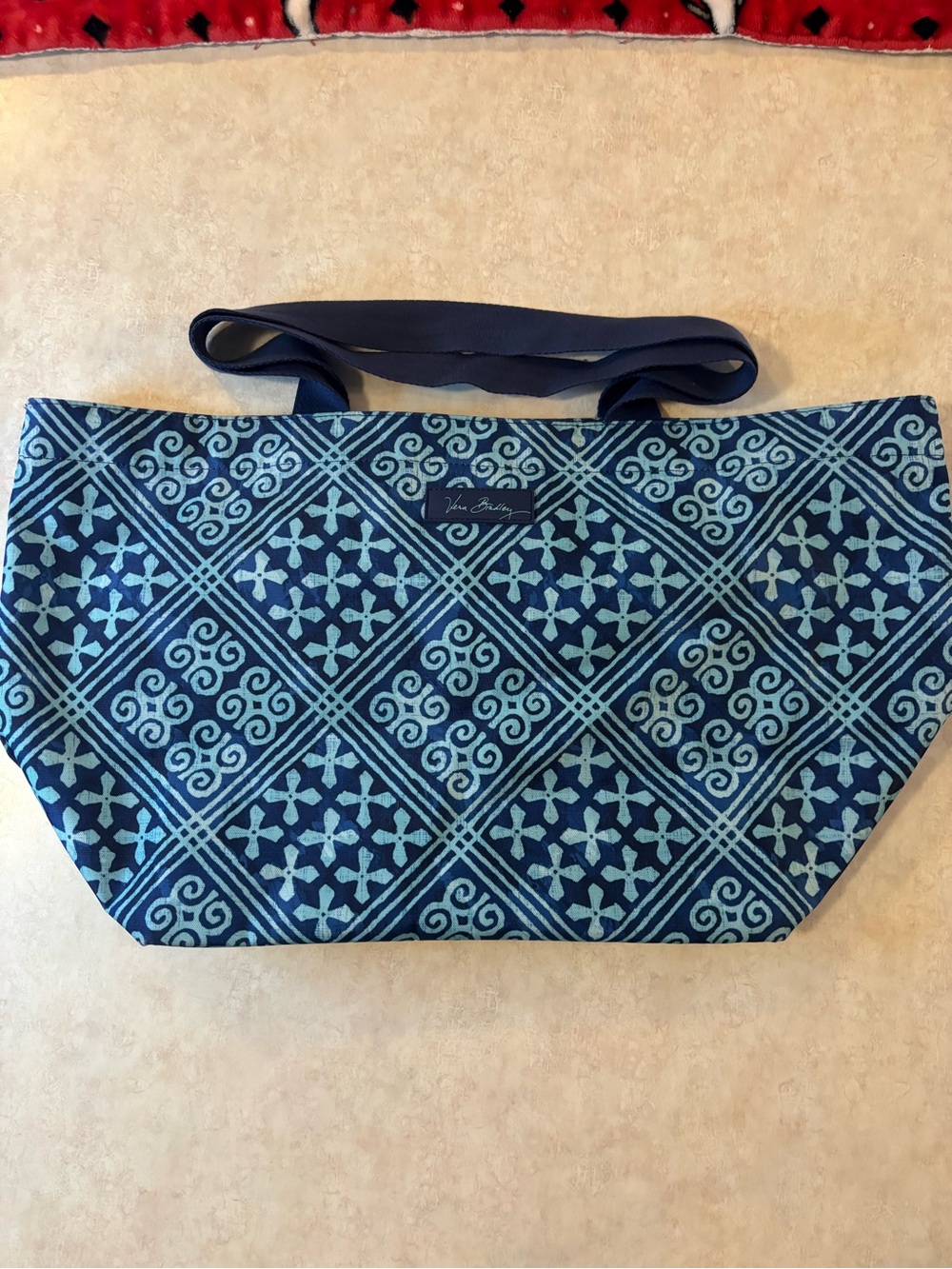 Vera Bradley Navy and Light Blue Geometric Beach Tote Bag